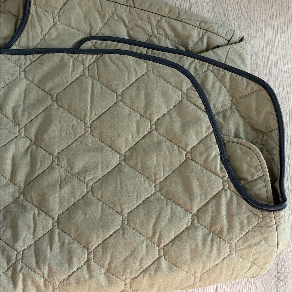 Quilted Olive Green Jacket with Black Trim - Picture 6 of 7